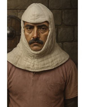 Medieval Linen Arming Coif Padded Protective Hood for Reenactment Costume